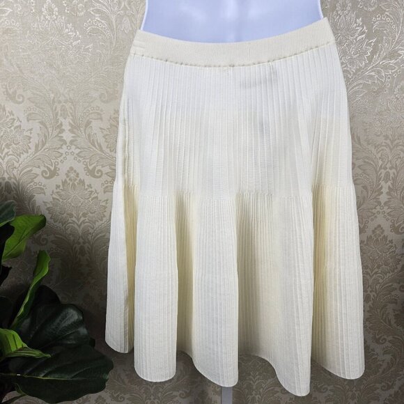 Olivaceous Size Large Cream Textured Skater Circle Skirt Elastic Waist NWT - Picture 6 of 11